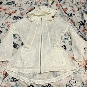 Athleta Passport Jacket. Lightweight, sheer with flattering cinch waist.